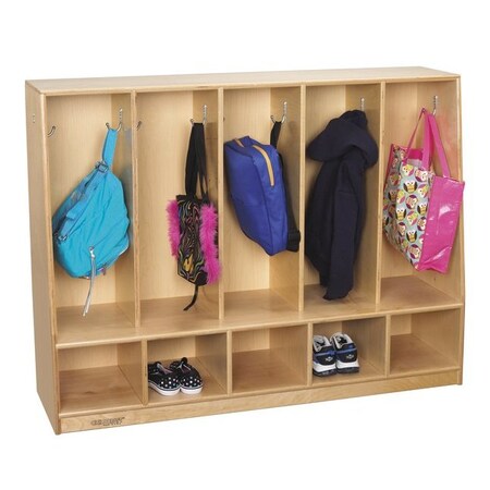Childcraft Toddler Bench Coat Locker, 5 Sections, 53-3/4 x 13-3/4 x 36 Inches 1464160